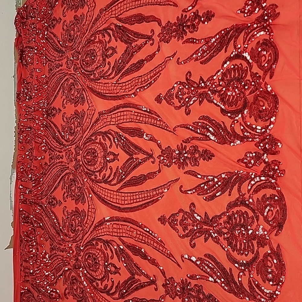 New red sequin mesh fabric - Picture 3 of 5
